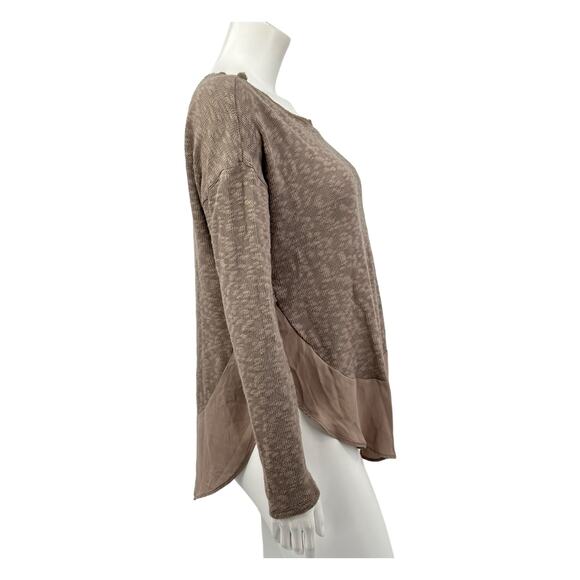 Deletta Anthropologie Top Womens Small Nubby Circle Sweater Tee Cozy Neutral - Picture 3 of 9